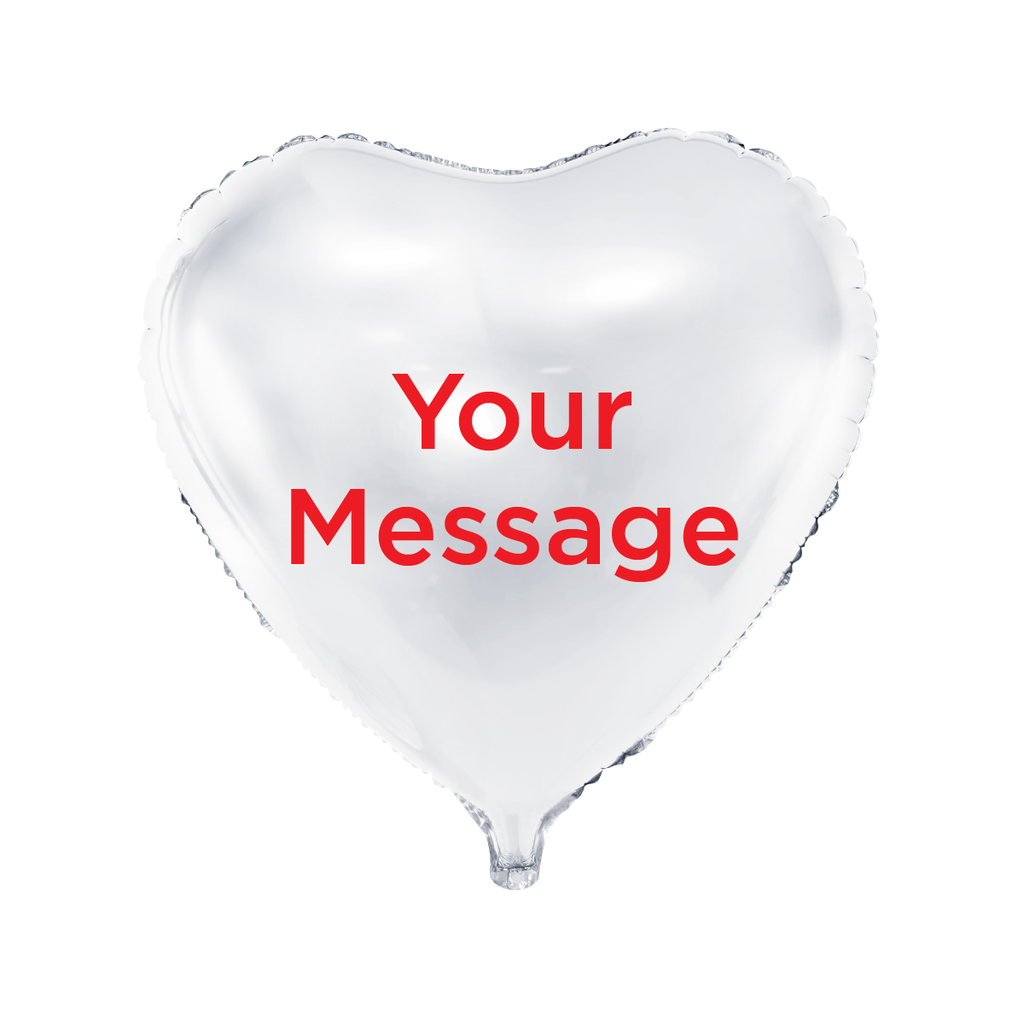 Personalize Balloon With Helium, Heart Shape 45 cm, White