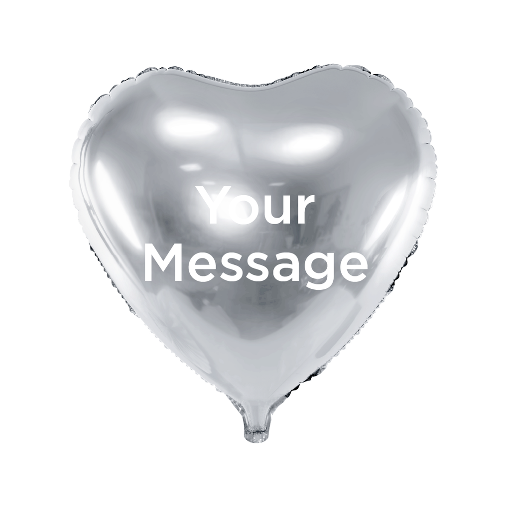 Personalize Balloon With Helium, Heart Shape 45 cm, Silver