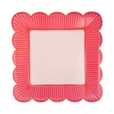 STRIPED EDGE SCALLOPED SQUARE PLATE