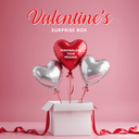 Surprise Box 3 Heart Balloons (Red & Silver Set) – Personalize 1 Balloon