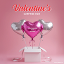 Surprise Box 3 Heart Balloons (Fuchsia & Silver Set) – Personalize 1 Balloon