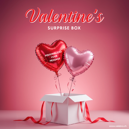Surprise Box 2 Heart Balloons (Red&Pink Set) – Personalize 1 Balloon