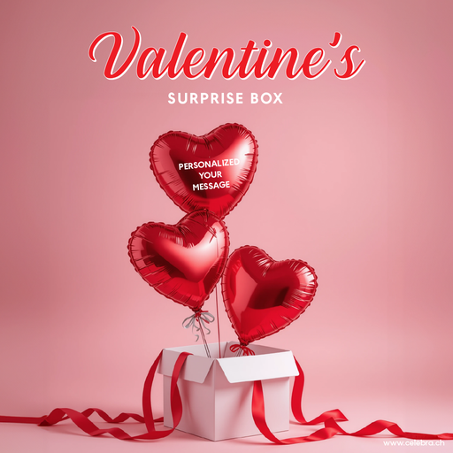 Surprise Box 3 Heart Balloons (Red Set) – Personalize 1 Balloon