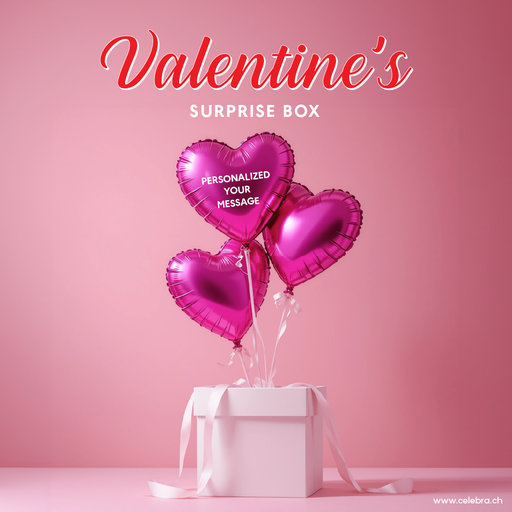 Surprise Box 3 Heart Balloons (Fuchsia Set) – Personalize 1 Balloon
