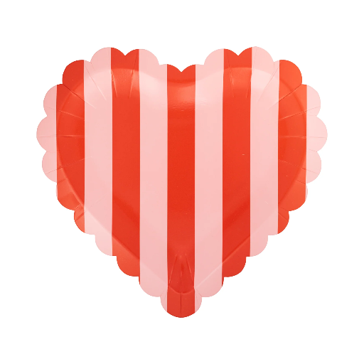 [VAL1140] XO SCALLOPED STRIPED HEART PLATE