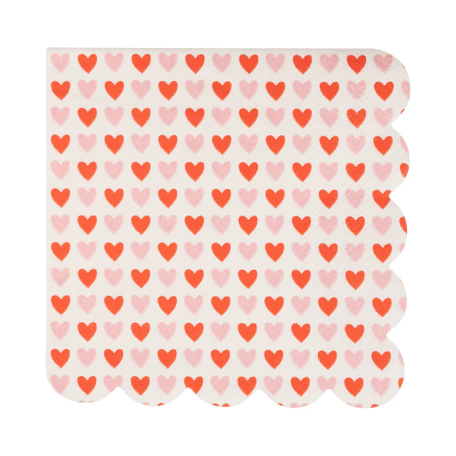 [VAL1139] XO HEARTS SCALLOPED COCKTAIL NAPKIN