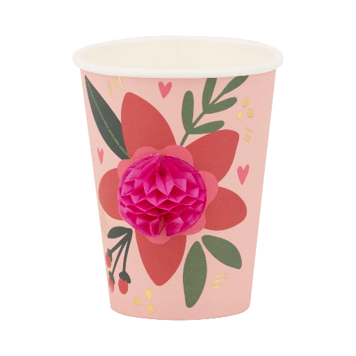 [VFL1110] FLORAL PAPER CUP WITH HONEYCOMB CENTER