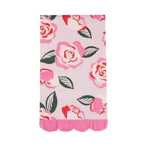 [VFL1138]  ROSES SCALLOPED DINNER NAPKIN
