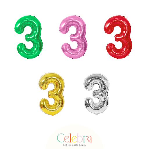 NUMBER 3 FOIL BALLOON